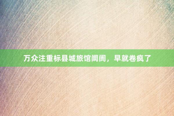 萬(wàn)眾注重標(biāo)縣城旅館阛阓，早就卷瘋了